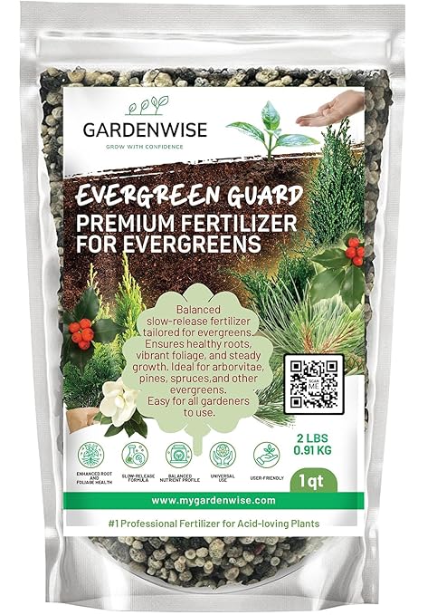 Evergreen Fertilizer – All-Purpose Granular Plant Food for Outdoor Trees and Shrubs, Azaleas, Magnolias, Pines & Arborvitae – Slow-Release Formula (3 quarts)
