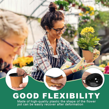 100 Pack 3 Inch Plant Nursery Pots for Plants, Small Plastic Pots with Drainage Holes, Seed Starter Pots for Transplanting, Succulents, Seeding, Cuttings, Flowers, Indoor Outdoor, Ochre