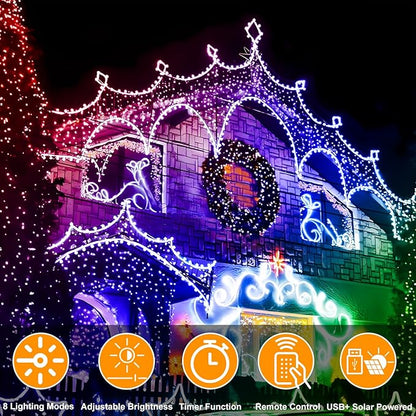 300 LED Solar Rope Lights Outdoor 99 FT Bright Solar Garden String Lights Durable 8 Modes Outdoor Fairy Lights Waterproof Solar Garden Decorative Lights for Fence Patio Decor (Multicolor)