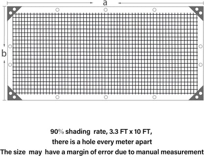 winemana 90% Black Shade Cloth, 3.3 x 10 FT Garden Mesh Tarp for Plants Heat Protection with Grommets, Sunshade Plant Cover for Greenhouse, Barns Kennel, Outdoor Netting Screens for Patio & Porch
