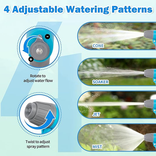 AUTOMAN Garden Hose Nozzle, 4 Adjustable Patterns Hose Sprayer, Heavy Duty High Pressure Water Hose Nozzle for Pets Bathing and Cleaning, Car Washing, Watering Plants in Lawn and Garden & Outdoor Fun.