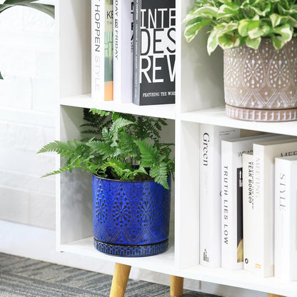 Ceramic Pots for Indoor Plants with Drainage Holes and Saucers, Ceramic Planter for Plants, Flower Pot - Set of 2