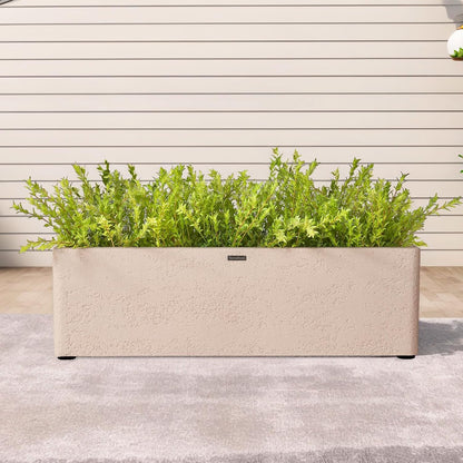 31 Inch Rectangular Concrete Planter,Durable All-Weather Use with Drainage Holes,Large Rectangular Planter for Outdoor Indoor Plants