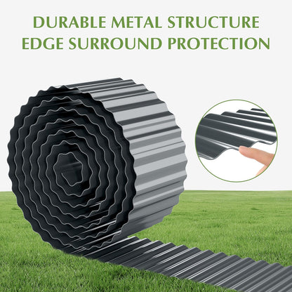 Metal Garden Edging Border, Corrugated Steel Landscaping, DIY for Lawn (Black, 6 Inch x 40FT)