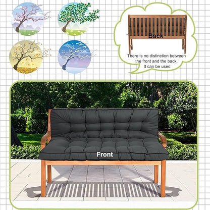 Swing Replacement Cushions with Backrest, 2 or 3 Seater Waterproof Non-Slip Overstuffed Swing Pad, Indoor/Outdoor Bench Cushion for Porch Chair Swing Garden Furniture (Dark Grey, 40 * 70.8in)