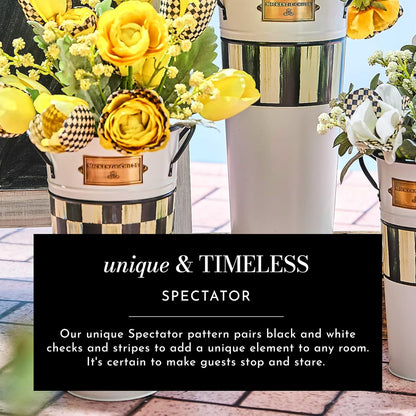 MACKENZIE-CHILDS Watering Can, Outdoor Galvanized Watering Can, Black-and-White Check It Out