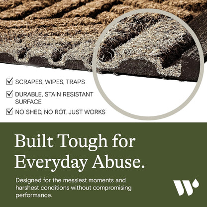 WaterHog Indoor/Outdoor Door Mat, 2' x 3' Made in USA, Durable & Skid-Resistant Front Door Rug, Decorative, Water-Trapping & Heavy-Duty Entryway Floor Mat For Your Home, Boxwood Collection Khaki/Camel