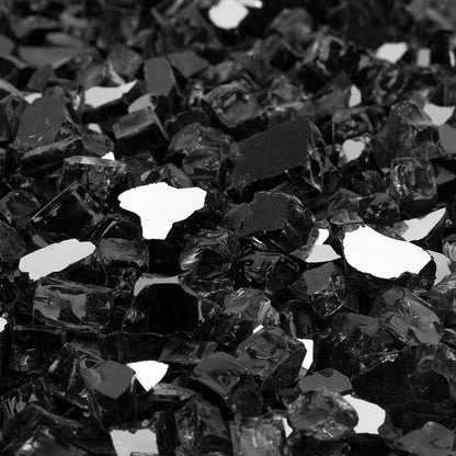 Mr. Fireglass 10 Pounds Fire Glass - 1/4 Inch High Luster Reflective Tempered Glass Rocks for Fireplace Fire Pit Table and Landscaping, Onyx Black