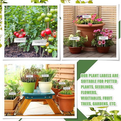 Maitys 60 Pcs Metal Plant Label Stakes Garden Name Markers Outdoor Waterproof Stainless Steel Nursery Tags for Vegetable Herb Flower Seed Identification with 2 Pcs Pens