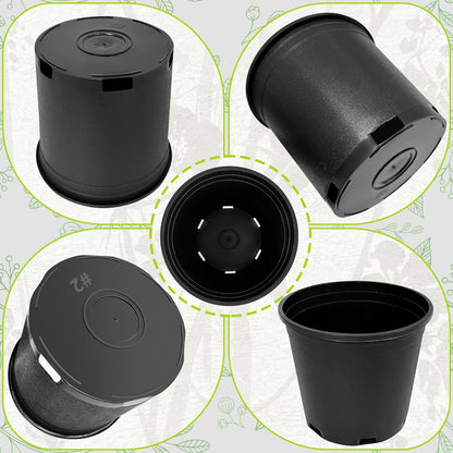 2 Gallon Nursery Pots Plastic Container Injection Molded Pot for Plants Flexible with Drainage Holes Suitable for Plants Soil Growers or Hydroponics Black 10 Pcs