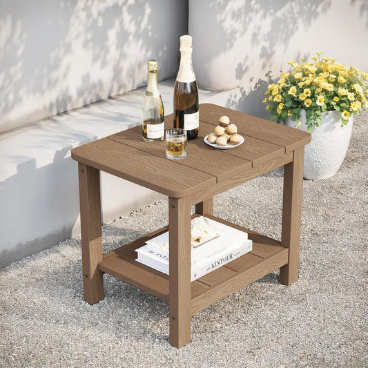 Stoog 3-Piece All-Weather Garden Chairs Set of 2 with Table, Outdoor Dining Chair with 400 lbs Weight Capacity, Patio Bistro Set for Porch, Backyard, Lawn and Deck, Teak