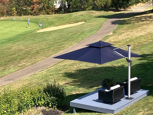 PURPLE LEAF 9' X 11' Patio Umbrella Outdoor Rectangle Umbrella Large Cantilever Umbrella Windproof Offset Heavy Duty Sun for Garden Deck Pool Patio, Navy Blue
