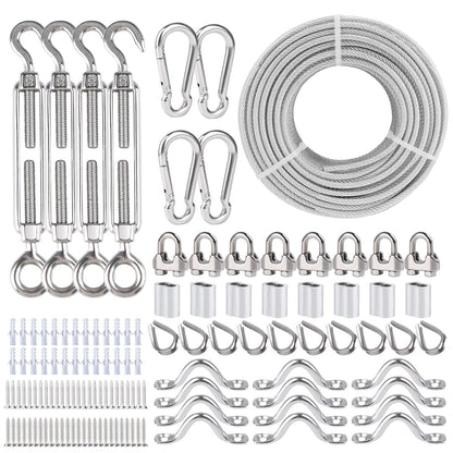 304 Stainless Steel Turnbuckles for Cables Wire Kit, 3/16" Wire Rope w/ 7×7 Strands 200 Ft PVC Coated Steel Cable for Railing System Kit, Garden Cable Trellis, String Light Hanging