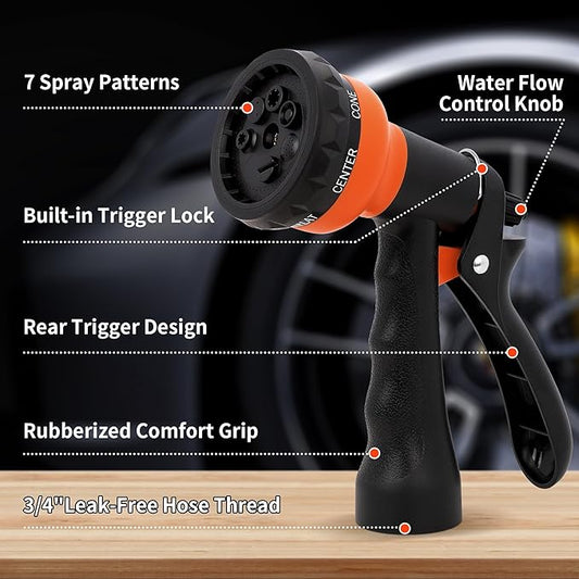 NEXCOVER Hose Nozzle 4PK, Garden Hose Nozzle with 7 Adjustable Watering Patterns, ABS Hose Nozzle Sprayer, Non-Slip Water Spray Nozzle for Watering Plants & Lawns, Cleaning, Washing Pets & Cars