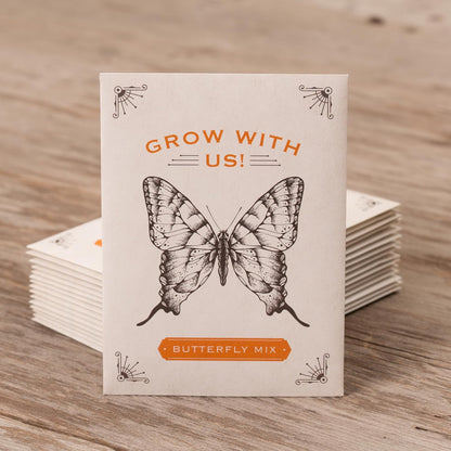 Bentley Seeds Grow with Us Pre Filled Butterfly Mix Seed Packets - 25 Individual Assortment Butterfly Mix Seed Packs for Party Favors Non-GMO Eco-Friendly Summer to Fall Gift - Outdoor Garden Seeds
