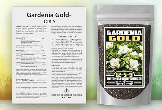 Fertilizer Commercial Grade | Gardenia Gold 12-5-9 | 1 Pound | Custom Professional Mix | Acid-Loving Plants | Controlled-Release Formula | Enhances Blooms & Foliage | Gardenias, Azaleas & Camellias