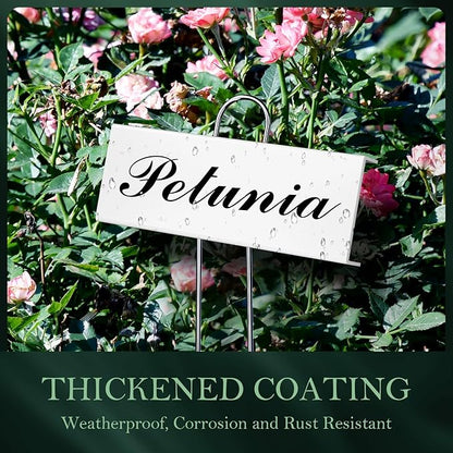 30 Pack Metal Plant Labels for Outdoor Garden Waterproof Plant Markers, Labels Garden Markers for Seedlings Herbs Vegetable Greenhouse Gifts with Pen - White