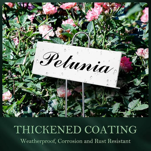 30 Pack Metal Plant Labels for Outdoor Garden Waterproof Plant Markers, Labels Garden Markers for Seedlings Herbs Vegetable Greenhouse Gifts with Pen - White