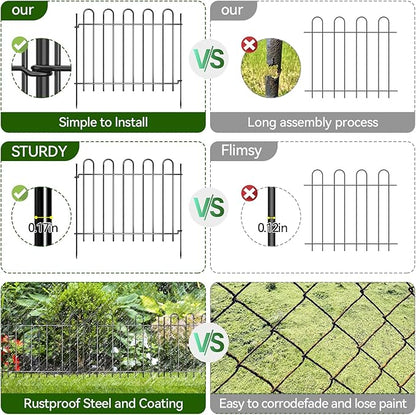 26 Panels Decorative Garden Fence, 37ft X 20in Rustproof Metal Animal Barrier Fence, No Dig Fence Garden Fence, Arched Flower Bed Edging Ornamental Wire Border Fencing for Outdoor Yard, Patio Decor