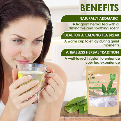 NHAT ANH FARM - Premium Syzygium Nervosum Tea Bags, 40 Syzygium Nervosum Tea Bags, 100% Natural Dried Syzygium Nervosum Leaves, Naturally Sweet Herbal Tea, Sugar-Free, Caffeine-Free, No Additives.