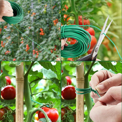 YMHB 120 Feet Green Soft Twist Tie Tomato Plant Tie, Garden Wire Green Twist Garden Ties for Supporting Plants and Home Organizing