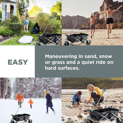 Creative Outdoor Push Pull Stroller Wagon, Beach Hauler XXL with Canopy, Collapsible and Portable Heavy Duty Folding Cart, Supports up to 200lbs Weight Capacity, Giant 10" Wheels