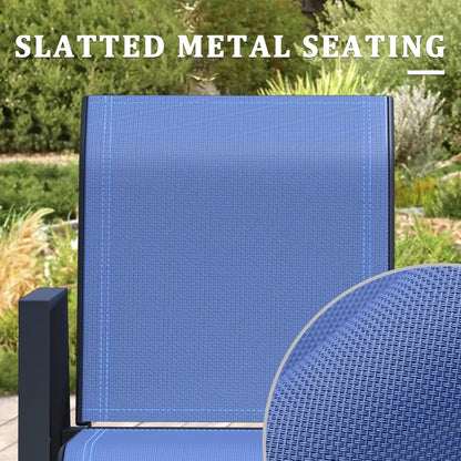 Outdoor Patio Chairs Set of 4, Blue Stackable Outdoor Chairs, Lightweight Patio Set with High Back, Metal Dining Chair for Lawn, Garden, Yard and Deck