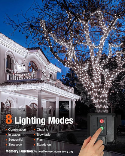 3 Pack Solar Fairy Lights for Outside Waterproof, 49FT/15M 150LED Solar String Light Outdoor 8 Modes Solar Twinkle Lights for Garden Yard Christmas Tree Wedding Party Decor, Cool White