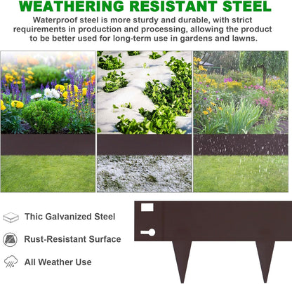 5 Pack Steel Landscape Edging,Metal Landscape Edging 40 Inch Strips, Brown Metal Garden Edging 7 inch Depth, Steel Edging for Landscaping, Brown