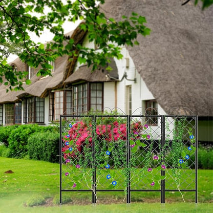 Zhongma 2 Pack Metal Garden Trellises for Climbing Plants, 53.5 Inch Tall Metal Fence Plant Support Trellis for Flower and Vagetable