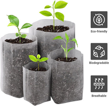 GREANER 400PCS Nursery Bags for Plants, Mixed Sizes Potting Bags for Indoor Outdoor Planting, Plant Nursery Pouches for Seed Starting, Soil Transplant, Home Garden Supply