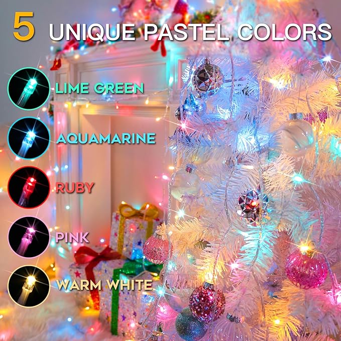 suddus String Lights Indoor Bedroom, 66ft 200 Led Christmas Light Outdoor Clear Wire Connectable, Plug in Fairy String Lights with Remote for Christmas, Party, Easter Decoration, Multicolor