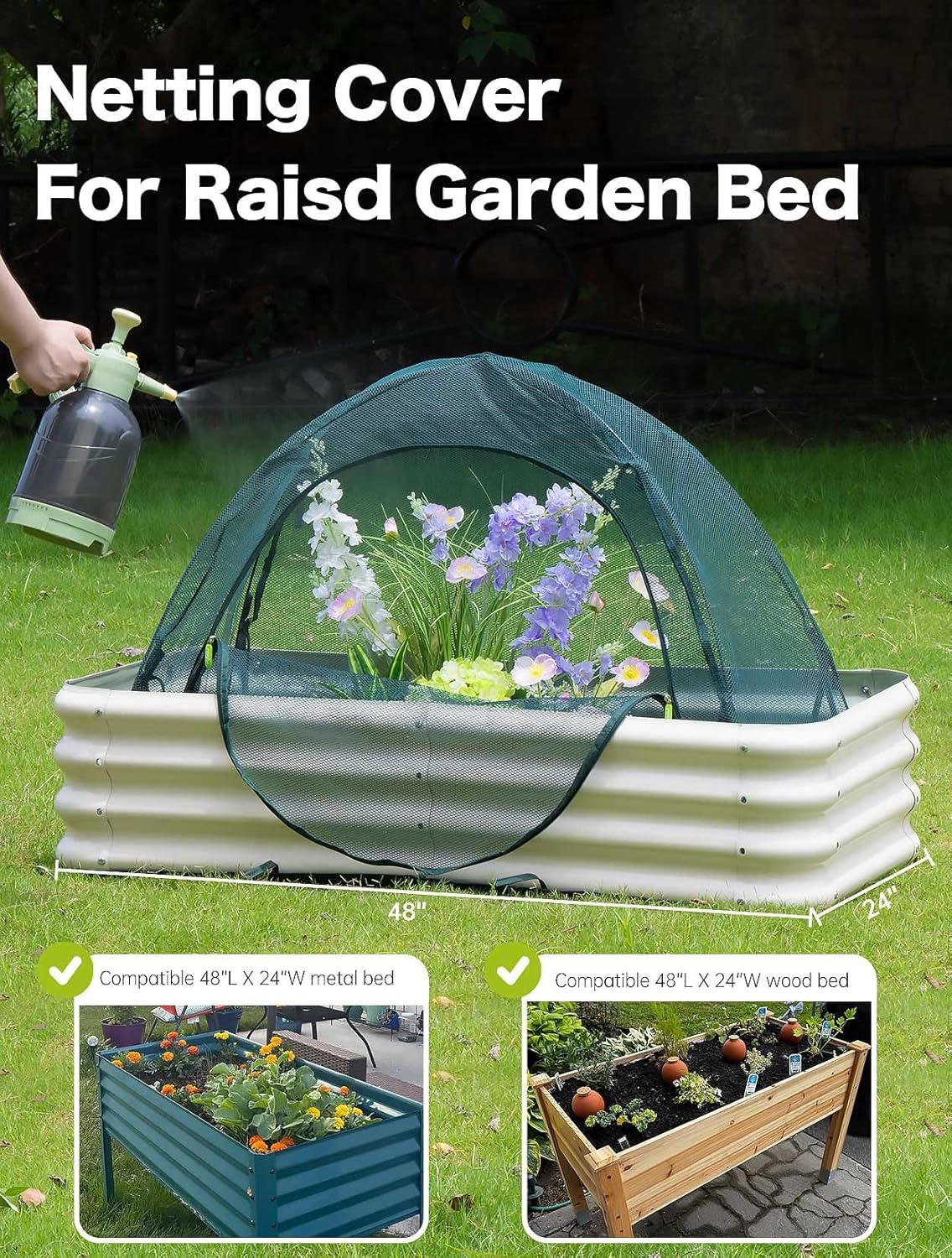 Pop up Gardening Net Cover,44x21.6x31.5 inches Pack of 2,Pest Guard Cover for Vegetables Fruits Durable Plant Gardening Net, Pop-Up Chicken Pen for Small Animals Outdoor Run and Pet Enclosure