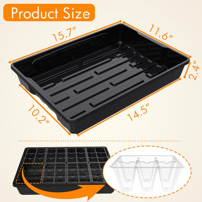 Gardzen 10 Pack Seed Trays, Reusable Plant Grow Trays, Ideal for Seed Starting, Microgreens, Indoor Gardening, and Greenhouse Plant Nurseries - No Drain Holes, 15.7" x 11.6"