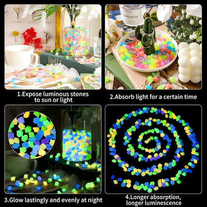 OSOPOLA 750 PCS Glow in The Dark Rocks - Mixed Color Fish Tank Decorations Diamond-Shaped Pebbles Rocks for Aquarium Glowing Rocks Accessories FD05MX750C