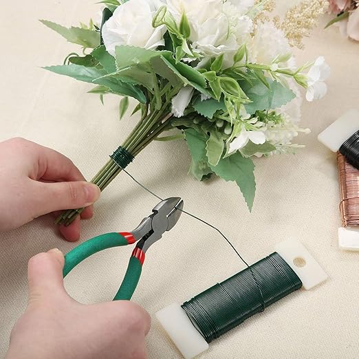 Ripeng 6 Rolls 112 Yards Floral Flexible Paddle Wire for Crafts Christmas Wreaths Tree 22 Gauge Floral Bind Wire Garland and Flower Arrangements DIY Craft(Green)