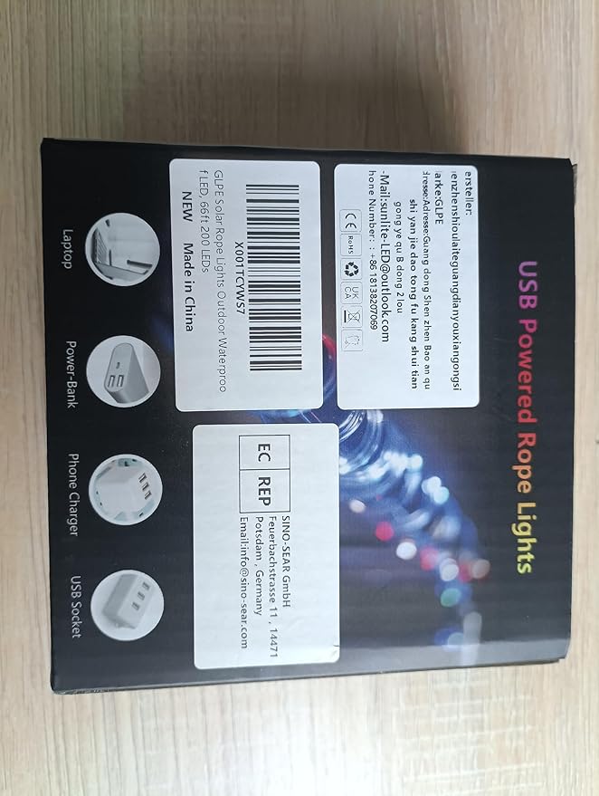 Solar String Lights Outdoor Waterproof, 66ft 200 LED Rope Lights USB & Solar Powered, 8 Modes Multicolor Fairy Lights with Remote for Christmas Garden Patio Deck Tree Pool Trampoline Wedding