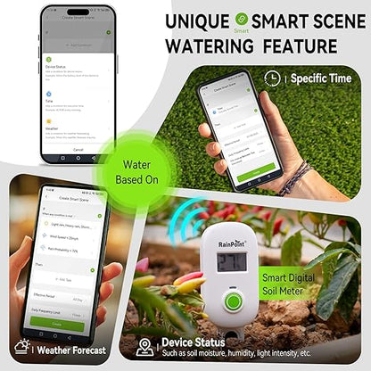 RAINPOINT Smart Automatic Watering System for 15 Potted Plants,Dual Powered, Local Control & Remote WiFi/App Control, Solar Drip Irrigation for Indoor,Balcony, Grow Tent, Low Water Auto-Shutoff