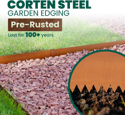 Corten Steel Landscape Edging Steel Landscaping Edging Metal Garden Edging Lawn Edge Border Rust Patina 40 Inch Strips 6 Inch Depth Hammer-in for Outdoor Yard Lawn Flower Plant 6 pcs
