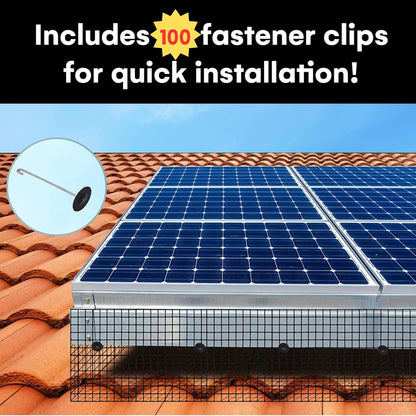 Lianart 6In x 100Ft Solar Panel Bird Guard, Solar Screen, Exclusion Mesh Roll Fence Kit | Black PVC Coated, ½ Inch Wire, Critter Guards for Solar Panels, Pigeon Netting, Roof Protection Net