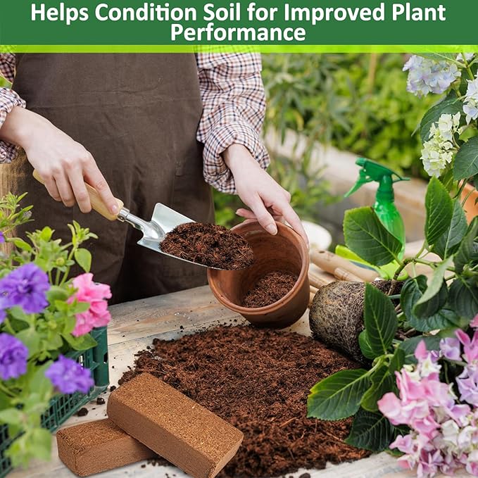 Legigo 2 Pack Premium Coco Coir Brick for Plants- 100% Organic Compressed Coconut Coir Bricks Starting Mix, Coco Coir Fiber Coconut Husk for Planting, Gardening, Potting Soil Substrate, Herbs