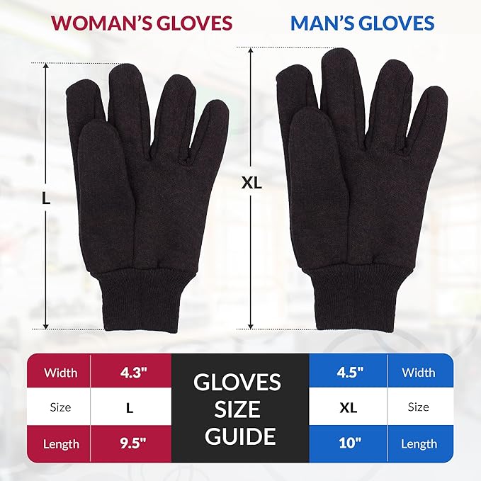ABC PACK & SUPPLY Brown Jersey Gloves for Men and Women. Brown Jersey Work Gloves. Polyester and Cotton Garden Gloves