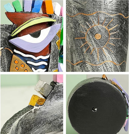 Picasso Face Planter Pots Abstract Art Colorful Flower Vase with Drainage Hole Unique Head Flower Pots for Home Balcony Decoration (Large)