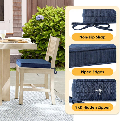 Outdoor Square Corner Seat Cushion, 19"x19"x3", Set of 4, Non Slip Seat Cushion Pads with Removable Cover for Patio Furniture, Garden Yard Lawn, Navy