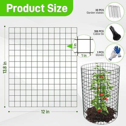 8pcs Plant Protectors from Animals, 13.8"x 12" Wire Plant Protector, Wire Cages for Plants with Stakes and Cable Ties, Metal Plant Cages for Plants, Vegetables, Flowers