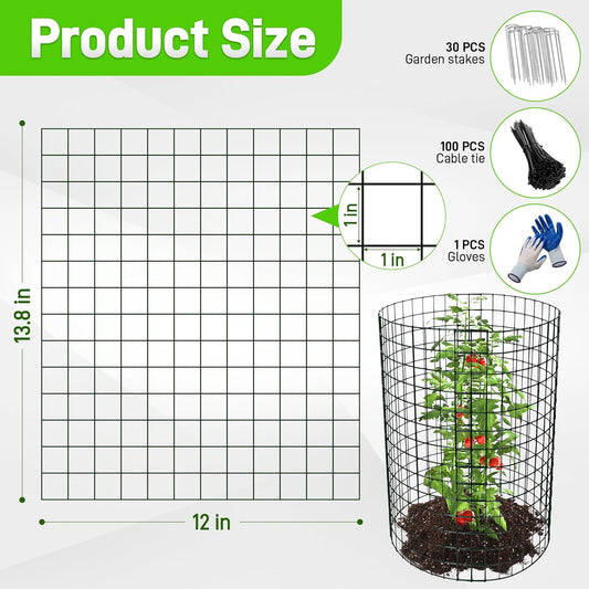 8pcs Plant Protectors from Animals, 13.8"x 12" Wire Plant Protector, Wire Cages for Plants with Stakes and Cable Ties, Metal Plant Cages for Plants, Vegetables, Flowers
