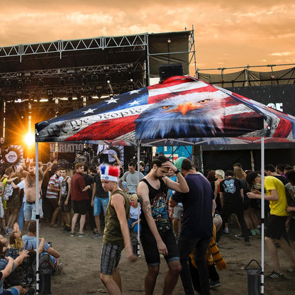 EAGLE PEAK Pop Up Canopy Tent with Wheeled Carry Bag, 8 Stakes, 4 Ropes, 4 Weight Bags, Easy Set Up Tent Canopy, 10x10 ft, 100sqft of Shade, American Icon