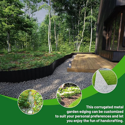 SnugNiture Corrugated Metal Garden Edging,12" x 20' Sturdy Lawn Edging Border,Landscape Edging Border for Lawn, Flower Bed,Garden and Yard