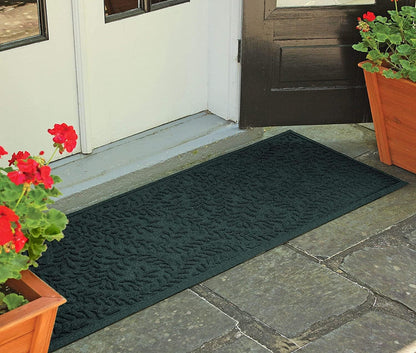 WaterHog Indoor/Outdoor Door Mat, 2' x 5', Made in USA, Durable & Skid-Resistant Front Door Rug, Decorative, Water-Trapping & Heavy-Duty Entryway Floor Mat For Your Home, Boxwood Collection, Evergreen