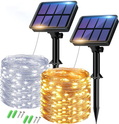 btfarm 2 Pack Solar String Lights Outdoor - 160LED 66FT Solar Fairy Lights Outside Waterproof 8 Modes, Copper Wire Solar Powered Twinkling Lights for Tree Garden Patio Christmas Wedding Party Decor